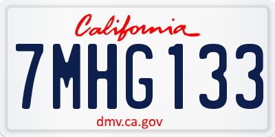 CA license plate 7MHG133