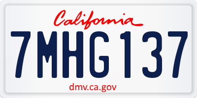 CA license plate 7MHG137
