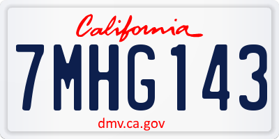 CA license plate 7MHG143