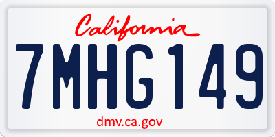 CA license plate 7MHG149