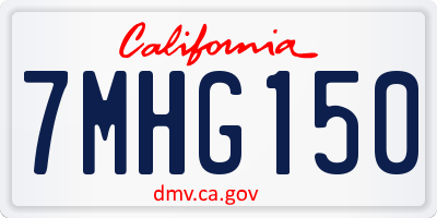 CA license plate 7MHG150