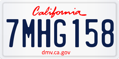 CA license plate 7MHG158