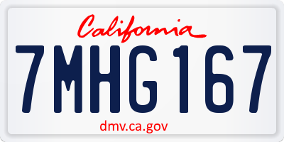 CA license plate 7MHG167