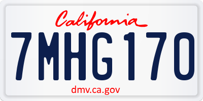 CA license plate 7MHG170
