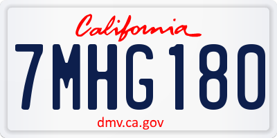 CA license plate 7MHG180