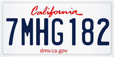 CA license plate 7MHG182