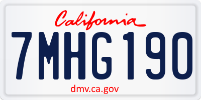 CA license plate 7MHG190