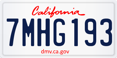 CA license plate 7MHG193