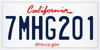 CA license plate 7MHG201
