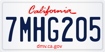 CA license plate 7MHG205