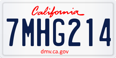 CA license plate 7MHG214