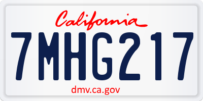 CA license plate 7MHG217