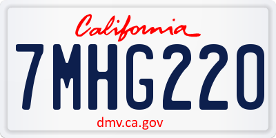 CA license plate 7MHG220