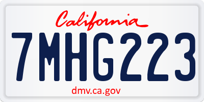 CA license plate 7MHG223