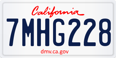 CA license plate 7MHG228