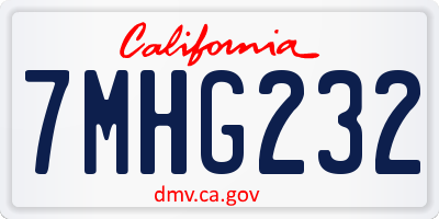 CA license plate 7MHG232