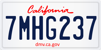 CA license plate 7MHG237