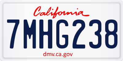 CA license plate 7MHG238