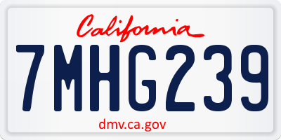 CA license plate 7MHG239