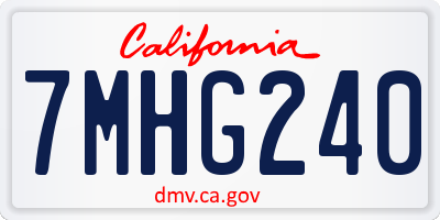 CA license plate 7MHG240