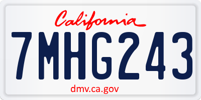 CA license plate 7MHG243