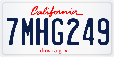 CA license plate 7MHG249