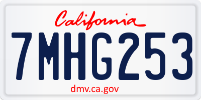 CA license plate 7MHG253