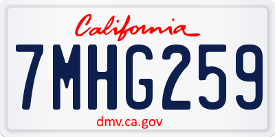 CA license plate 7MHG259