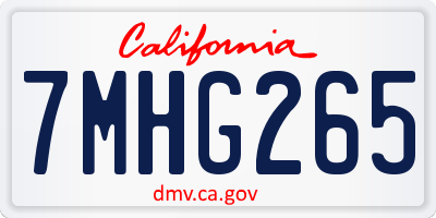 CA license plate 7MHG265