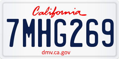 CA license plate 7MHG269