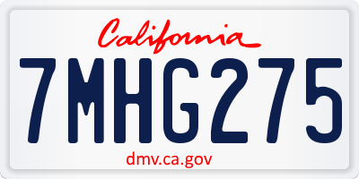 CA license plate 7MHG275