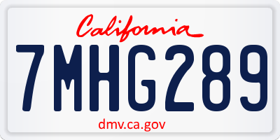 CA license plate 7MHG289