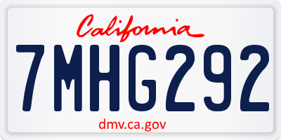 CA license plate 7MHG292