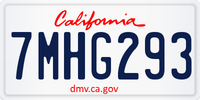 CA license plate 7MHG293
