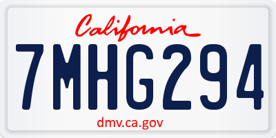 CA license plate 7MHG294