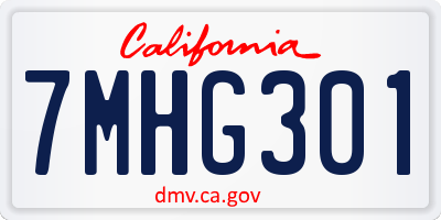 CA license plate 7MHG301