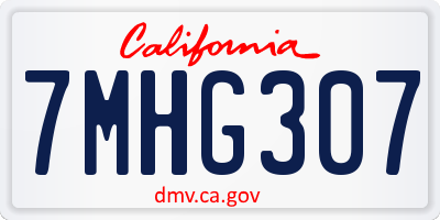 CA license plate 7MHG307