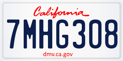 CA license plate 7MHG308