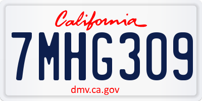 CA license plate 7MHG309