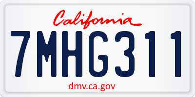CA license plate 7MHG311