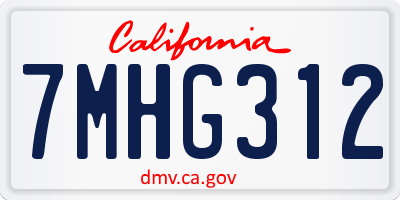 CA license plate 7MHG312