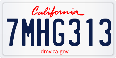 CA license plate 7MHG313