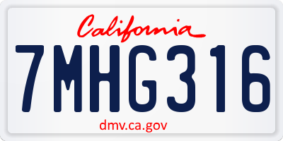 CA license plate 7MHG316