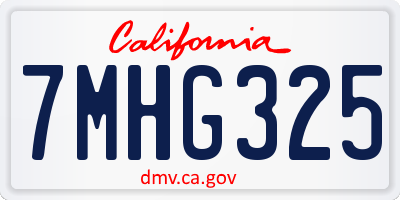 CA license plate 7MHG325