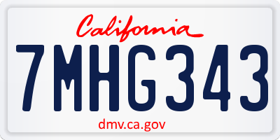 CA license plate 7MHG343