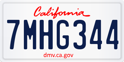 CA license plate 7MHG344