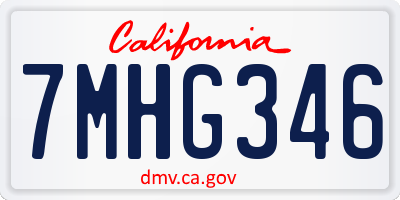 CA license plate 7MHG346