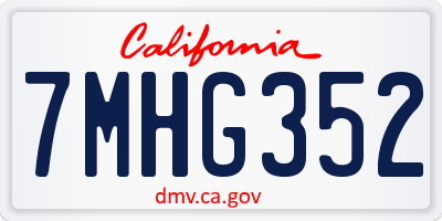 CA license plate 7MHG352