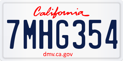 CA license plate 7MHG354