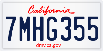 CA license plate 7MHG355